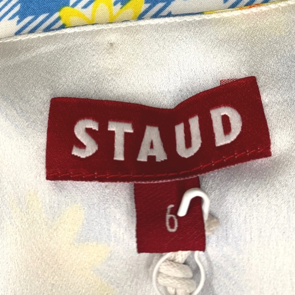 NWT Staud Women Mini Milla Gingham Daisy Plaid Dress 6 Lined Short Sleeve - Picture 5 of 12